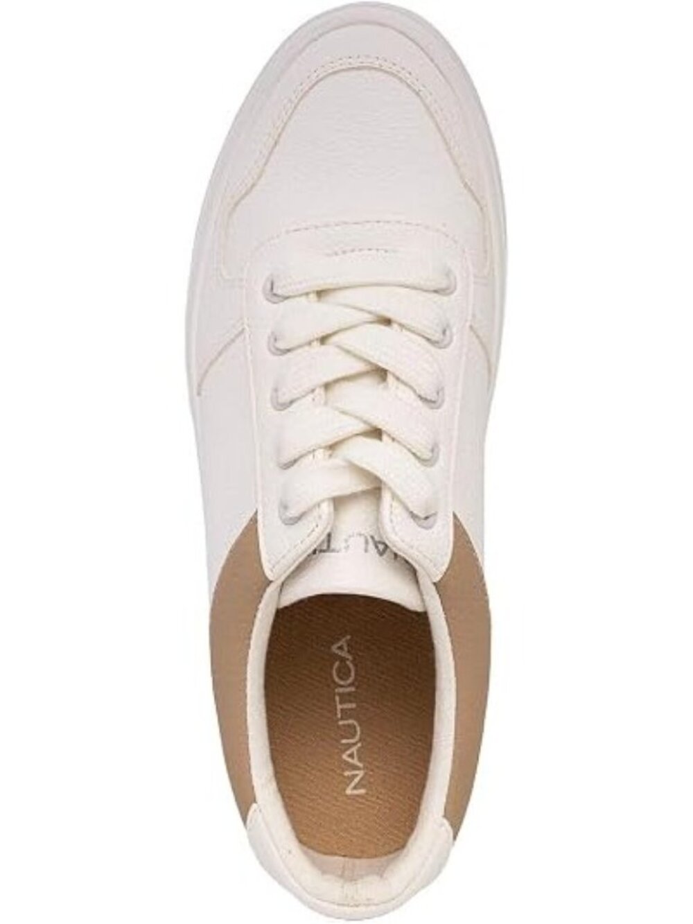 Nautica Grelle Womens Platform Sneakers Size 9.5 White Brown Lace Up Sneakers - Picture 4 of 11